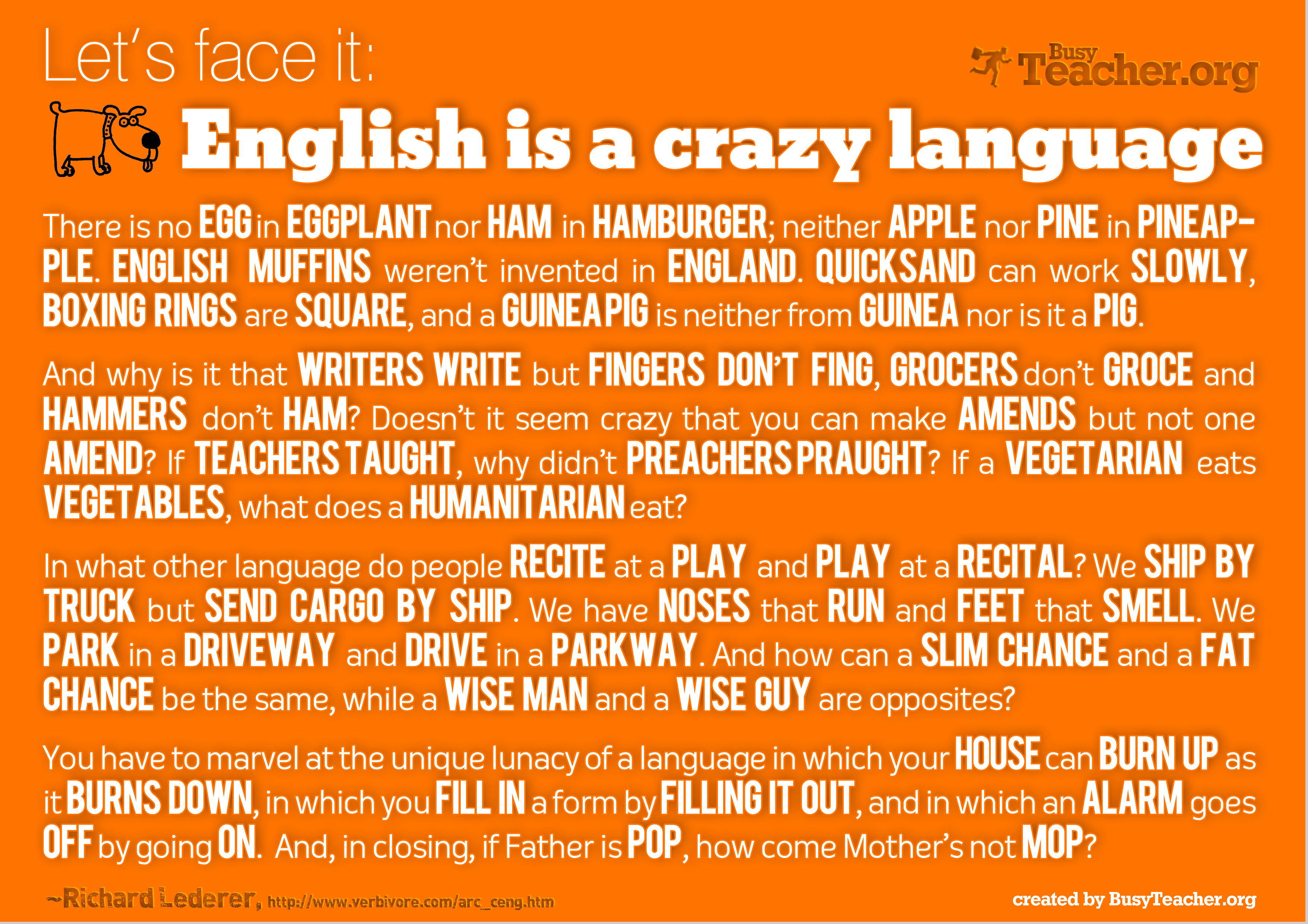 for esl students english survival Language: A English Is Crazy Poster