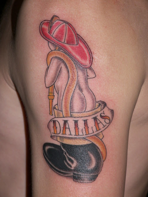 fire fighter tattoo upper arm