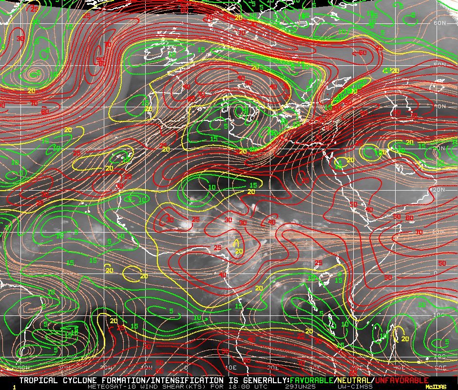 Deep-Layer Wind Shear - East Atlantic