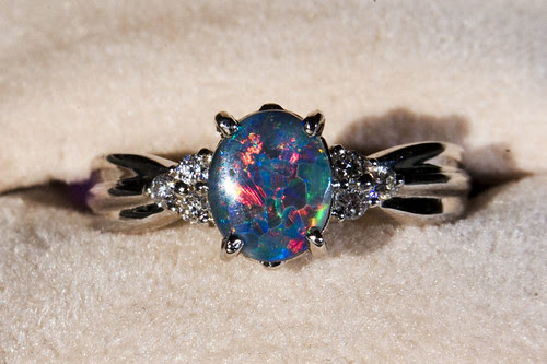 Black Opal Engagement Rings