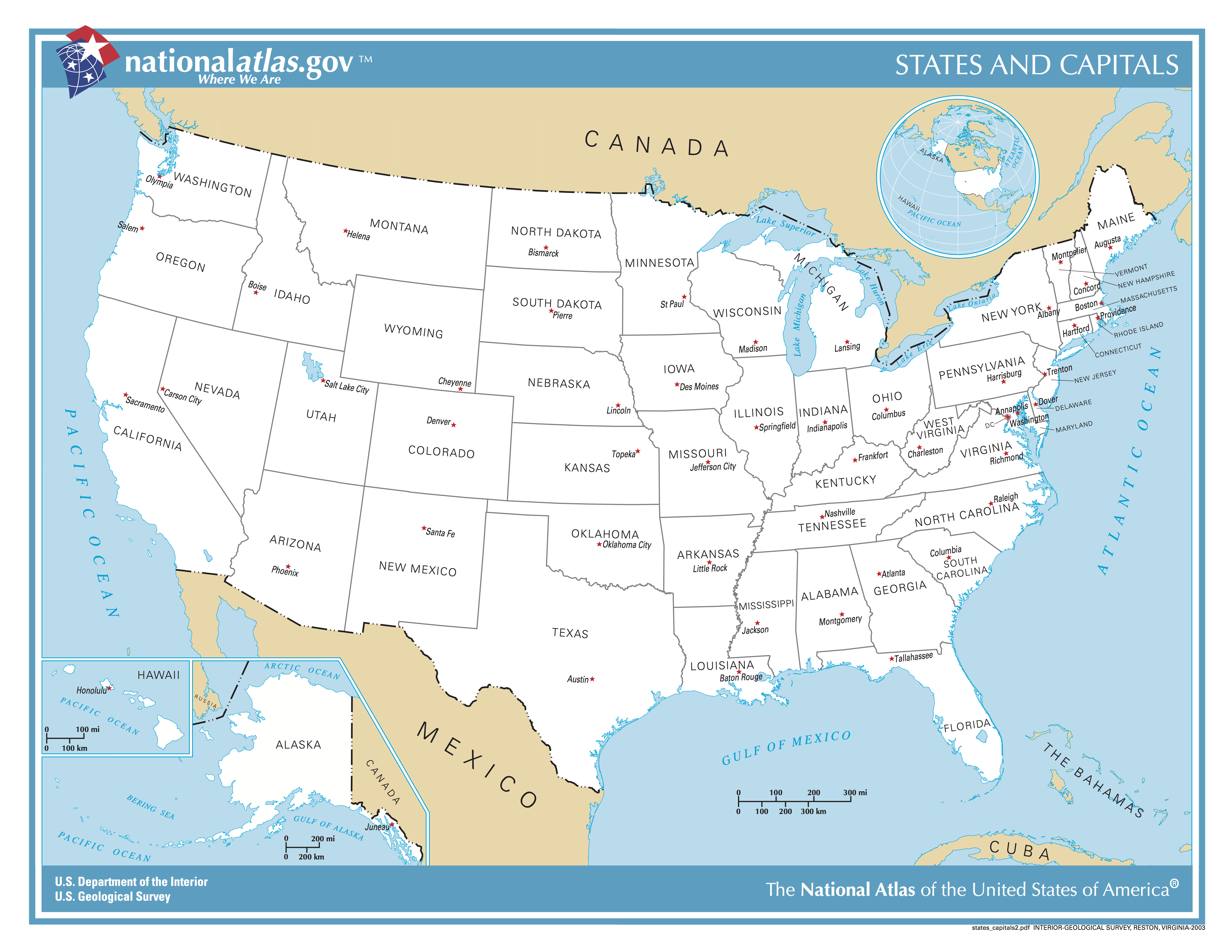 Us Map State Capitals