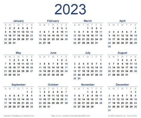 Print a calendar with holidays for 2023 or any year. 2023 calendar templates and images