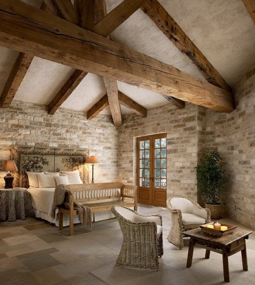 Chic Bedroom Designs With Exposed Wooden Beams