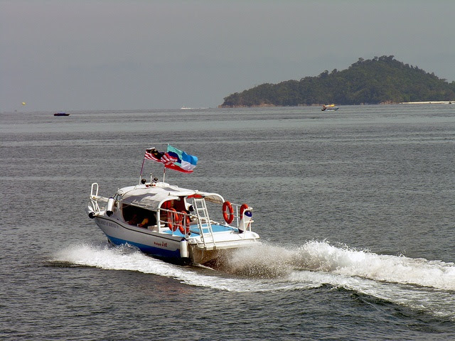 Jet boat on ocean in Sabah. Build Your Own Boat