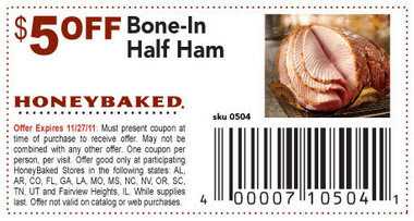 Honeybaked Ham New Printable Coupons for Mini-Ham or Bone-in Half Hams ...