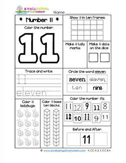 Tracing, coloring number 11 worksheets for preschool and kindergarten. number worksheets for kindergarten number 11 worksheet