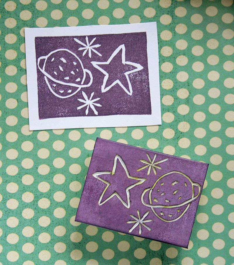 Eraser stamping - space