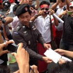 Mon youths protested in front of Burmese Embassy in Bangkok.