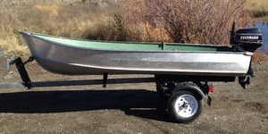 12 ft Aluminum Boat, 6 HP Evinrude Motor, Trailer ...