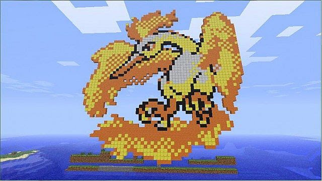 Moltres Pixel Art Minecraft Project