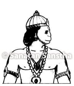 Hanuman facing the left-side