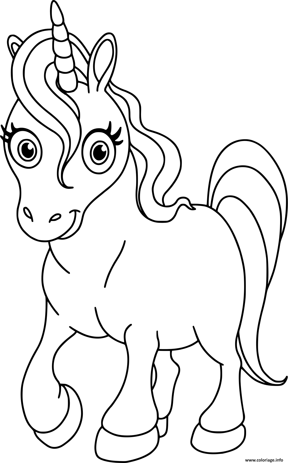 Coloriage Licorne Kawaii Princesse Facile Jecoloriecom
