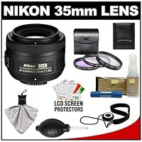 Nikon 35mm f/1.8 G DX AF-S Nikkor Lens, 3 UV/FLD/CPL Filters and Accessory Kit Digital SLR Camera