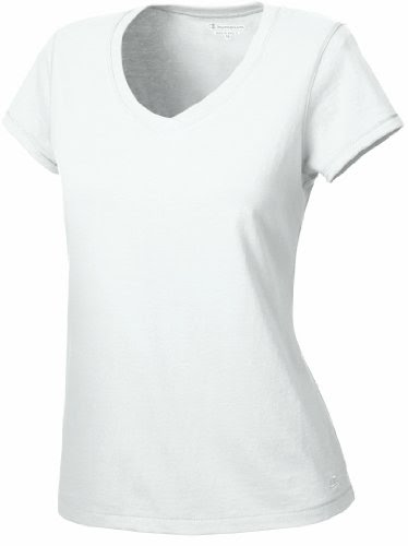 Champion Women's Favorite V-neck Tee, White, Medium