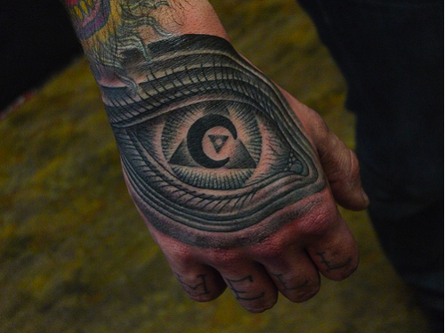 delicious masonic type hand tattoo!