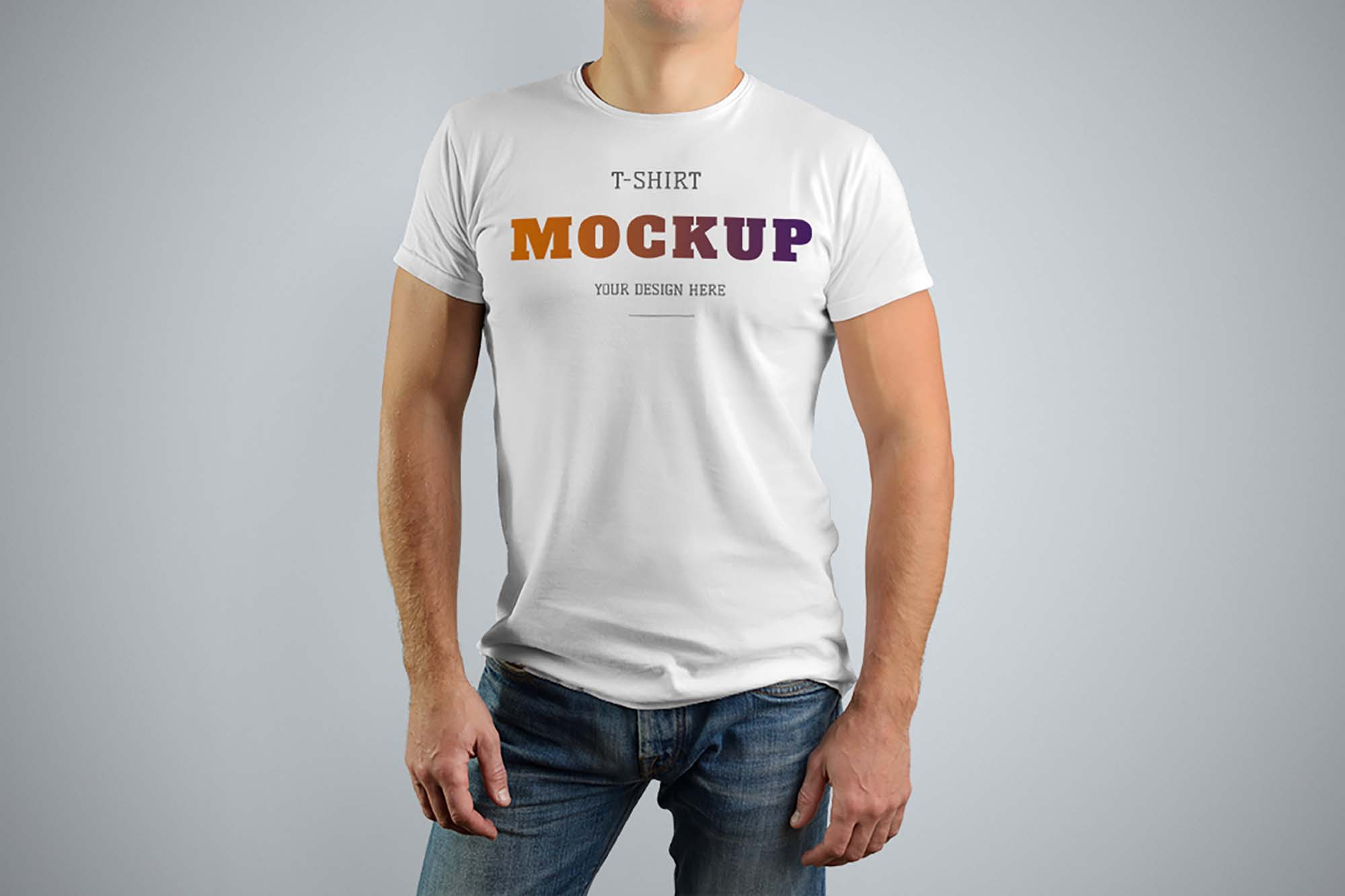 Download Free Realistic T-Shirt Mockup for Men (PSD)