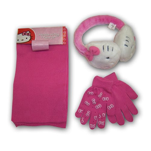 Girl's Sanrio Hello Kitty Earmuff, Scarf and Gloves - 3 Piece Set (4-