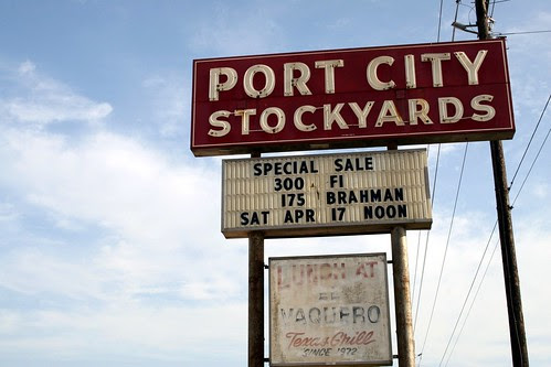 port city stockyards signage