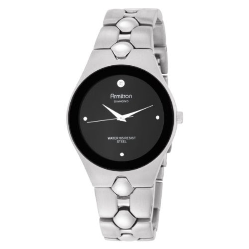Armitron Men's 201789BLK Dress Diamond Accented Silver-Tone Watch