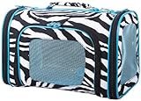 Ever Moda Zebra Blue Trim Pet Dog Cat Carrier - 16