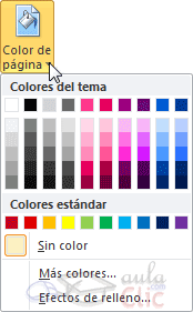 Menú Color de página