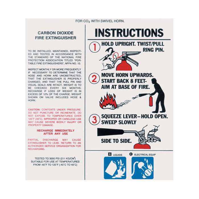 Extinguisher Operating Labels : Steel Fire Equipment