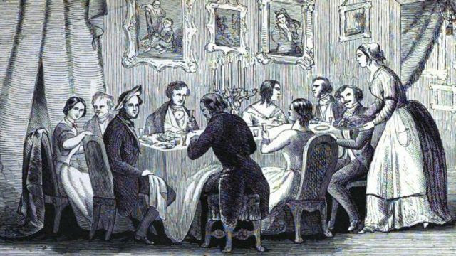 The Dinner Party By Mona Gardner / The Dinner Party : It has a bare marble floor, open rafters, and wide glass doors opening onto a veranda.