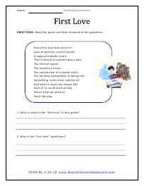 Grade 7 Literature Reading Worksheets