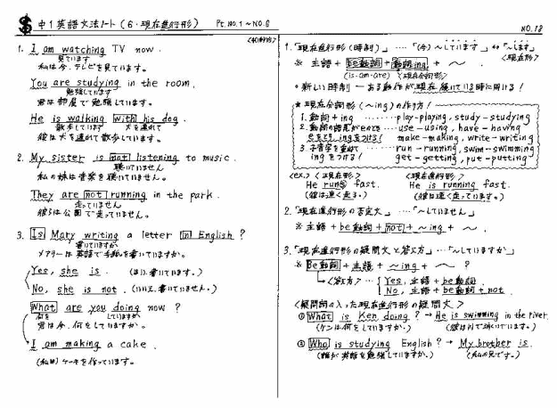 中1英語プリントサンプル3 文法ノート