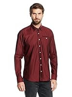 Mattschwarz Camisa Hombre Modern Fit (Burdeos)