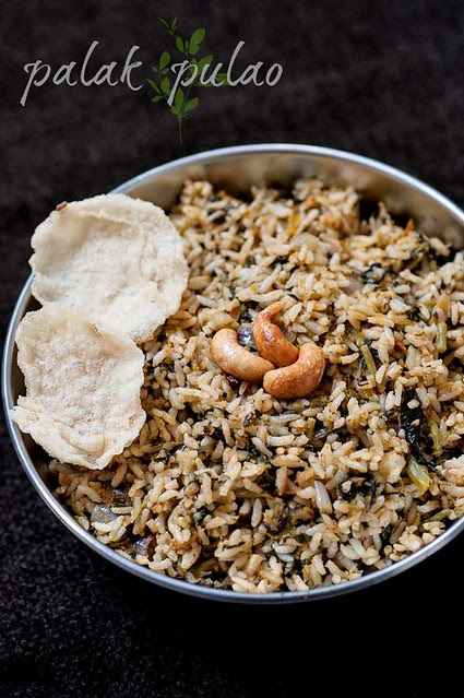 palak pulao-spinach rice-keerai sadam