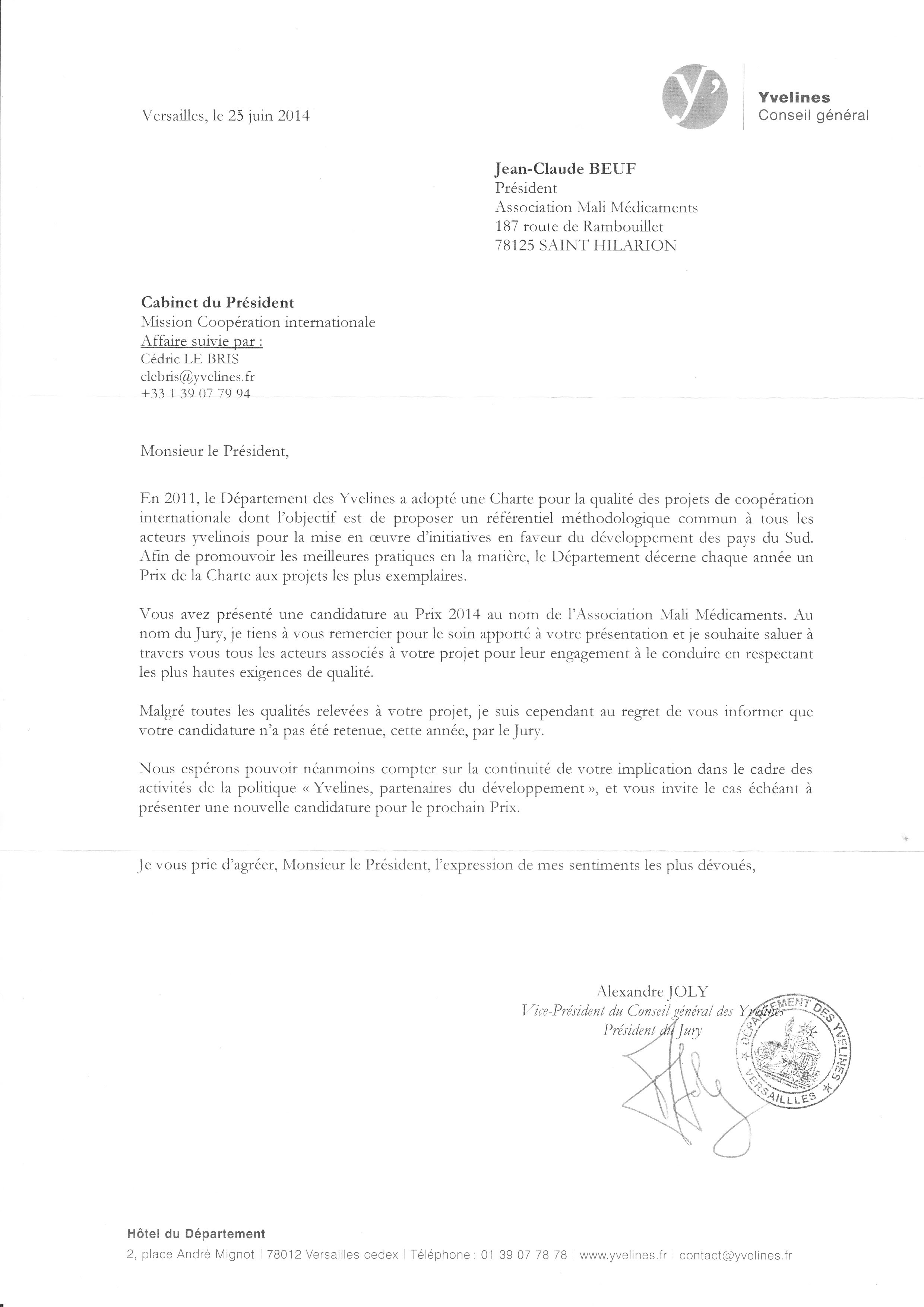 Lettre Cloture Pel