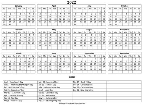  2022 yearly calendar