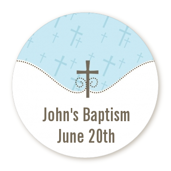 Cross Blue Personalized sticker labels | Cross Blue Baptism / Christening sticker labels