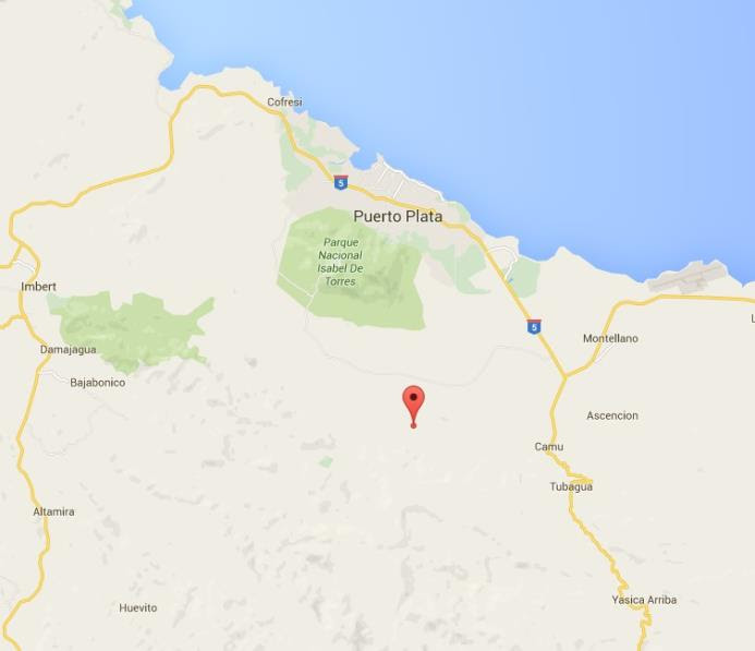 Localización aproximada de epicentro de Puerto Plata.