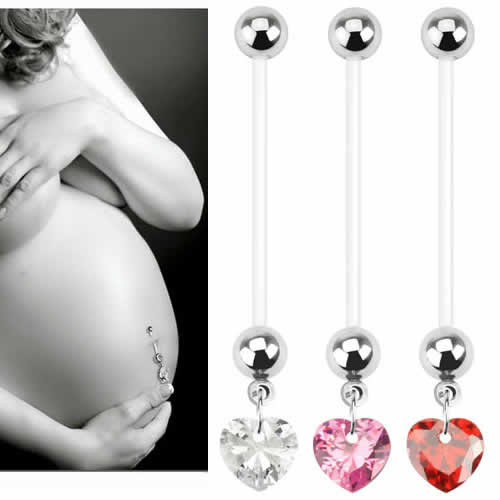 ジュエルハート妊婦用へそピアス 14g ボディピアス へそピアス 妊婦へそピアス ボディピアス専門店 グリーンピアッシング