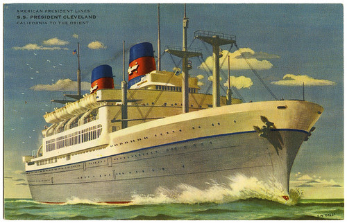 S.S. President Cleveland_front_postcardtatteredandlost