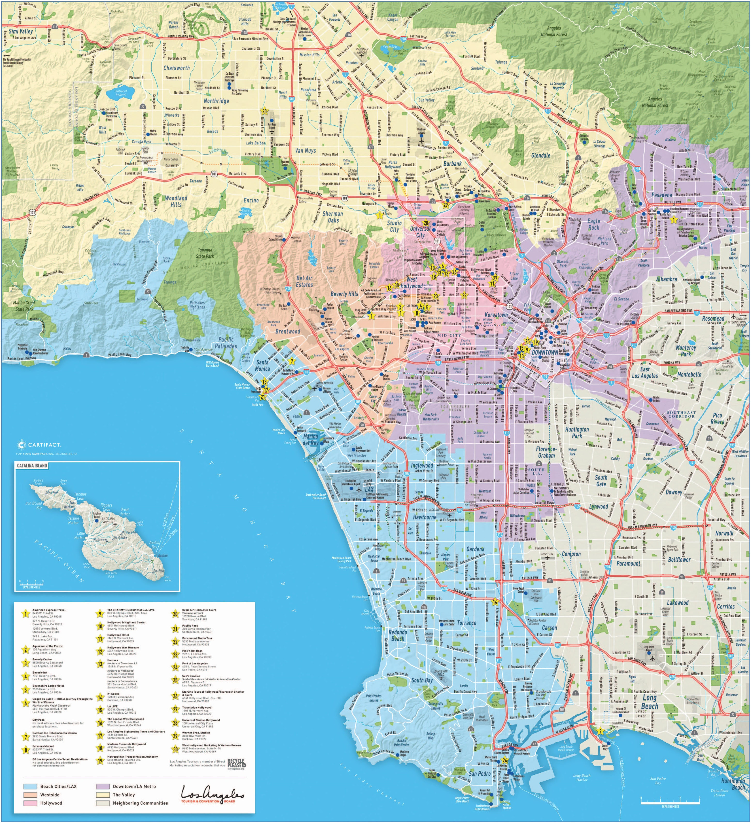 Map To Los Angeles Large detailed tourist map of Los Angeles