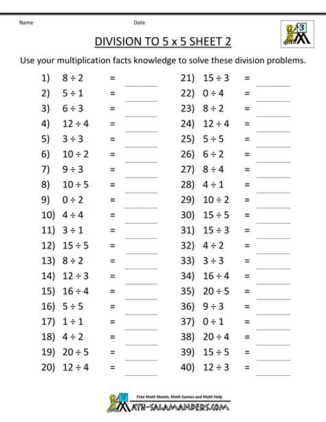The main benefits of multiplication and division worksheets grade 5 are that students learn how to multiply and divide with larger numbers. printable division worksheets 3rd grade