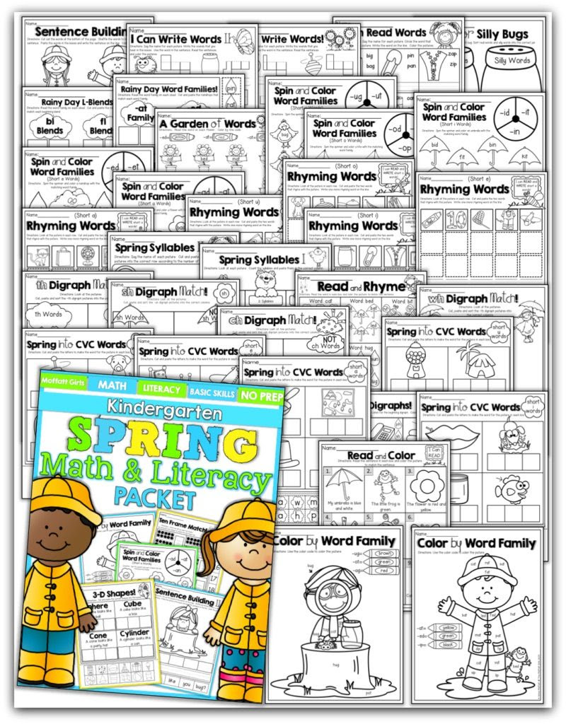 Spring Math and Literacy Packet (Kindergarten)
