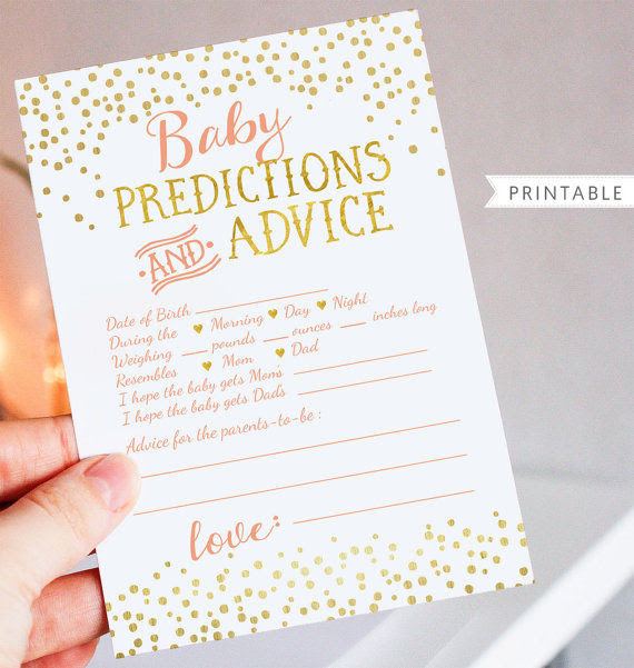 Baby Predictions And Advice Card Printable Pictures