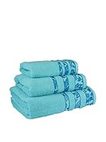 Flor de Algodón Set Toalla 3 Uds. Barras 400 Gr (Turquesa)