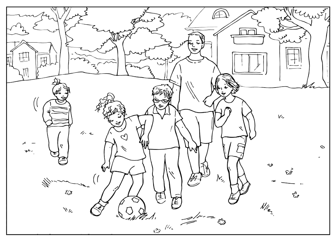 Download Coloring page - Jogando futebol