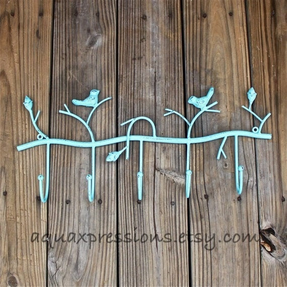 Metal Wall Hook /Aqua Bird/ Shabby Chic Decor by AquaXpressions