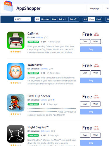  Ưu điểm của AppShopper chính là kho ứng giảm giá vô cùng phong phú