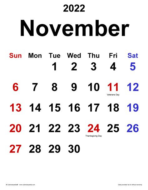Free november 2022 calendar templates that are printable, downloadable, fillable, and editable. november 2022 calendar templates for word excel and pdf