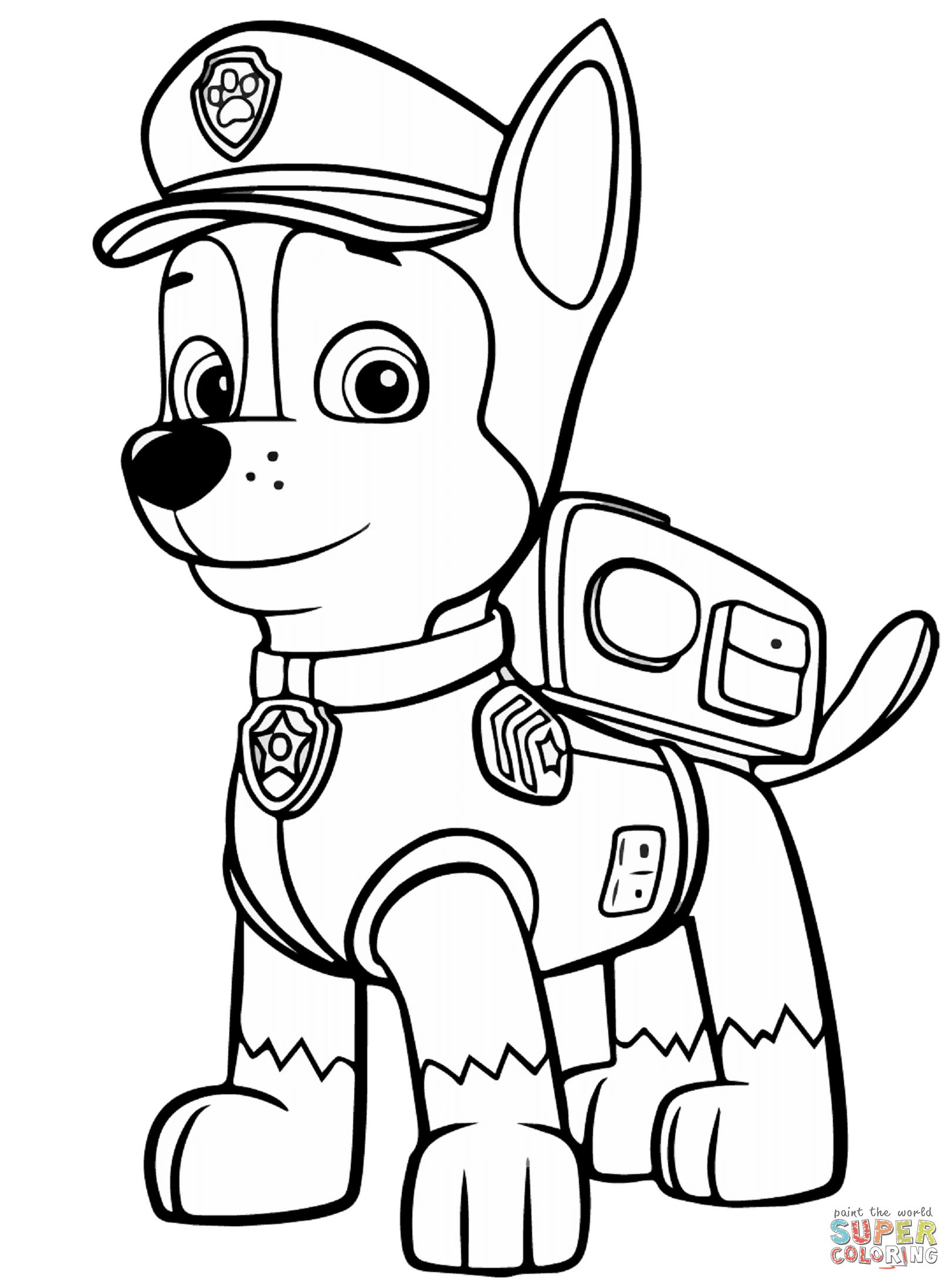 Clicca su disegni da colorare di Paw Patrol Chase per visualizzare la versione stampabile o colorala online patibile con iPad e tablet con sistema