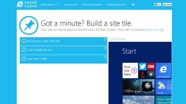 internet explorer 11 buildmypinnedsite موضوع شامل عن مميزات windows 8.1 الجديد