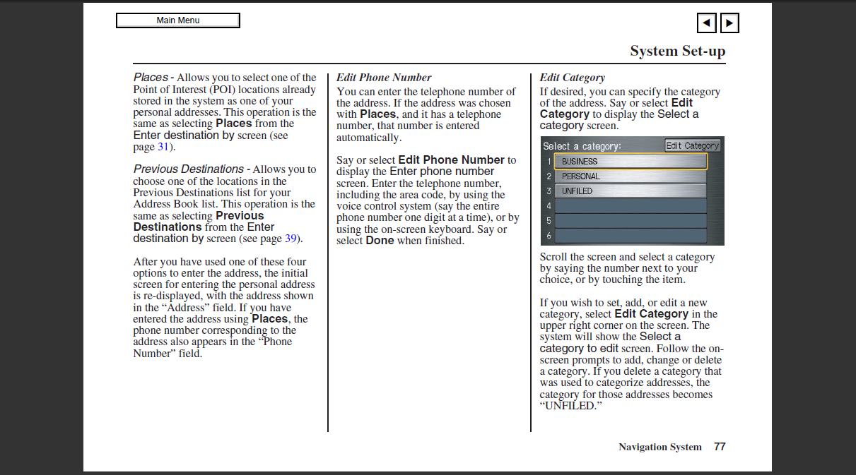 How Do I Delete An Address Entry In The Navigation System On A 2007 Odyssey Bill