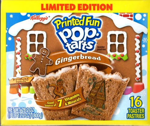 Kellogg's Printed Fun Pop Tarts, Gingerbread - Limited Edition 16 Count Toaster Pastries, 28.2 oz Box
